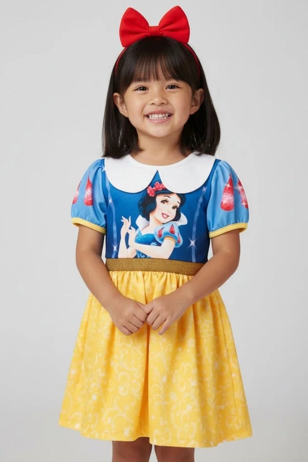 Vestido Infantil Feminino Branca de Neve