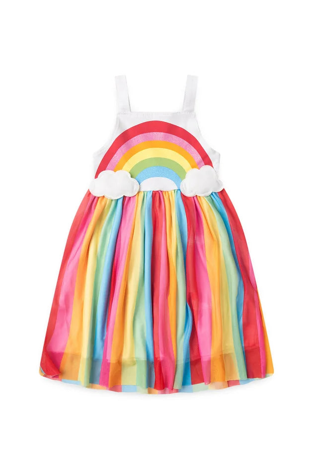 Vestido Fantasia Arco-Íris Com Tiara