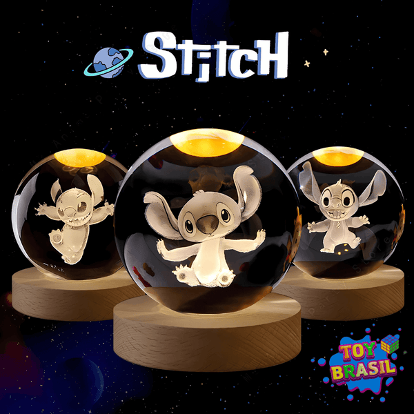 Luminária de Cristal 3D do Stitch