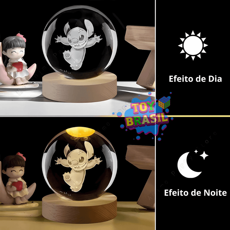 Luminária de Cristal 3D do Stitch