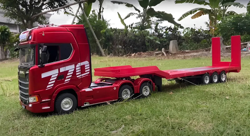 Caminhão Huina 1501 - Modelo Scania 770s - Rc Com A Carreta- Realista Vermelho
