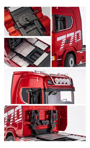 Caminhão Huina 1501 - Modelo Scania 770s - Rc Com A Carreta- Realista Vermelho