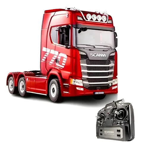 Caminhão Huina 1501 - Modelo Scania 770s - Rc Com A Carreta- Realista Vermelho