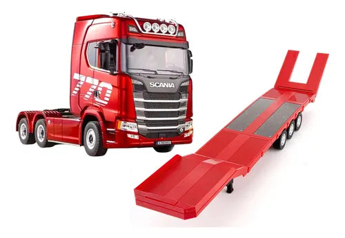 Caminhão Huina 1501 - Modelo Scania 770s - Rc Com A Carreta- Realista Vermelho