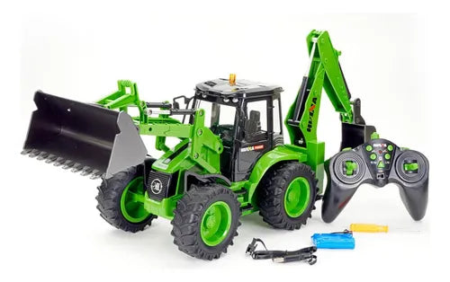 Retroescavadeira Controle Remoto Huina 1579 Escala 1/14 - cor: verde