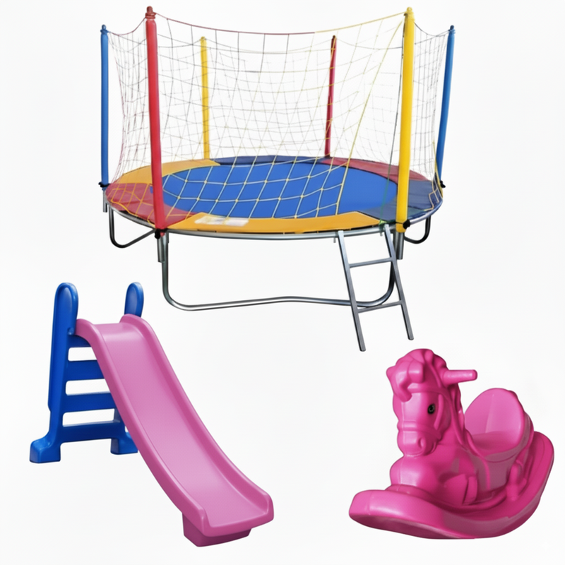 Kit Parquinho Cama Elástica Pula Pula 2,30m + Escorregador + Gangorra