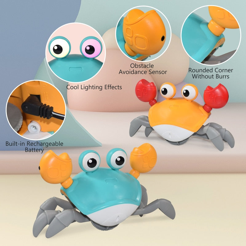 Caranguejo Fujão com Sensor de Obstáculos, Música e Luzes